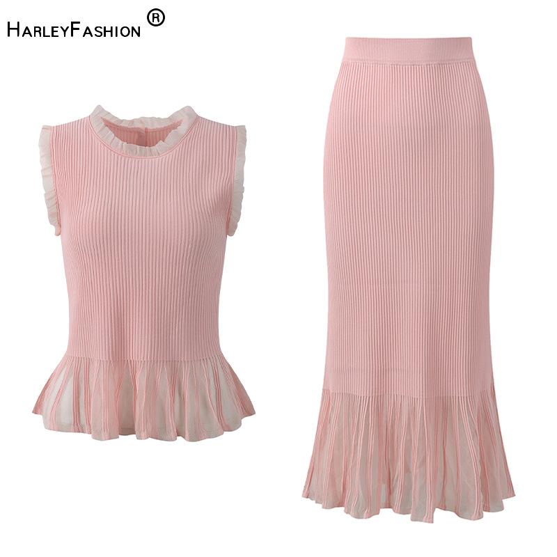 Elastic Lace Trim - ชุดเซ็ตฤดูร้อนปี 2026 สำหรับผู้หญิง ตกแต่งด้วยลูกไม้ แต่งผ้าแบบแพทช์เวิร์ค เสื้อแขนกุดคอกลม