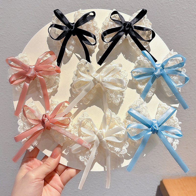 Lace Ribbon Trim - 2 ชิ้น Elegant Lace Bow Hairpins