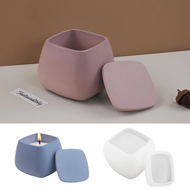 Craft Embellishment Storage - แม่พิมพ์ซิลิโคนเรซิ่น UV กล่องเก็บของทรงสี่เหลี่ยม 1 ชุด สำหรับทำเทียนหอม