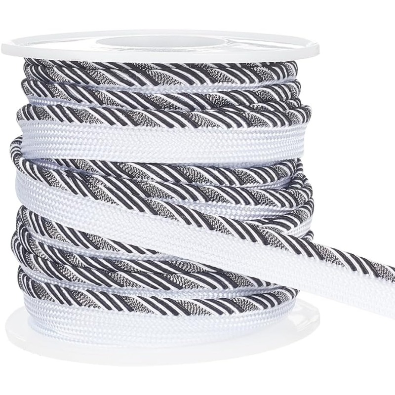 Cord Trim Twisted - สายไฟเกลียวสำหรับหุ้มเบาะทำจากโพลีเอสเตอร์งานแฮนด์เมดสำหรับเบาะตกแต่งบ้านขอบสีดำ10หลา