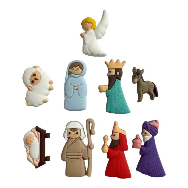 Christmas Craft Embellishment - G6KF 9PCS/ชุดการประสูติฉากการประสูติ PVC รูปปั้น MINI การ์ตูน