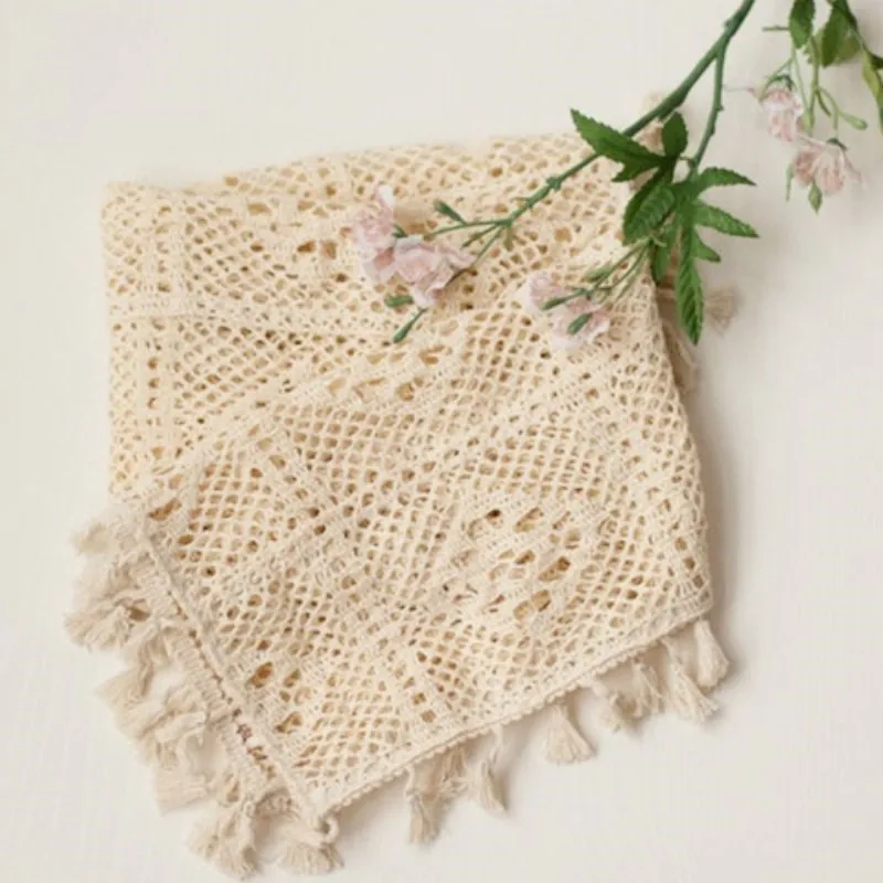 Tassel Fringe Trim - ทารกแรกเกิดการถ่ายภาพ Props การถ่ายภาพผ้าฝ้ายผ้าห่มลูกไม้ Fotografia เด็กถ่ายภาพห่อฉากหลัง Beige
