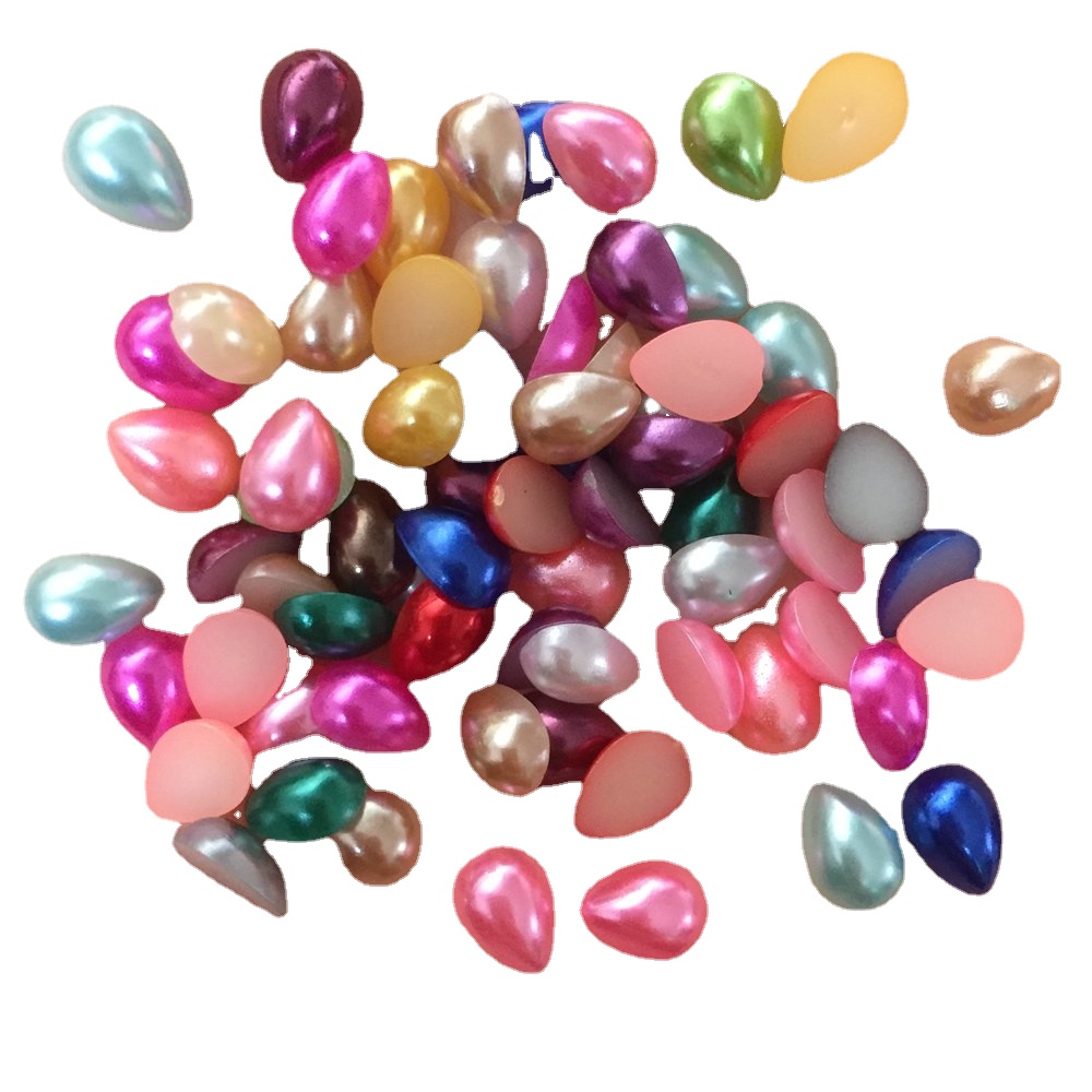 Embellishment Glue Craft - 200PCS เรซิ่นน่ารัก Drop Pearl ลูกปัด Flatback