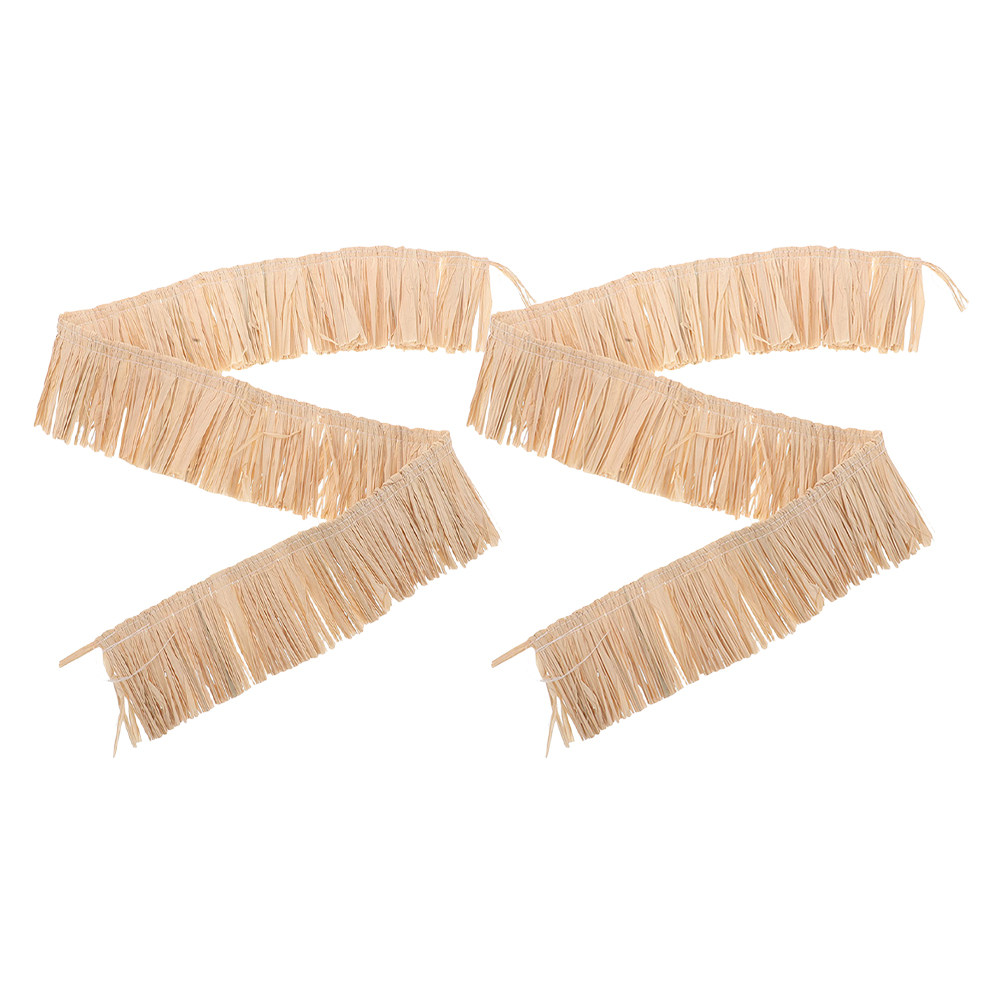 Tassel Fringe Trim - พู่ห้อยราฟเฟีย 2 ชิ้น ทำจากฟางธรรมชาติ สำหรับงาน DIY
