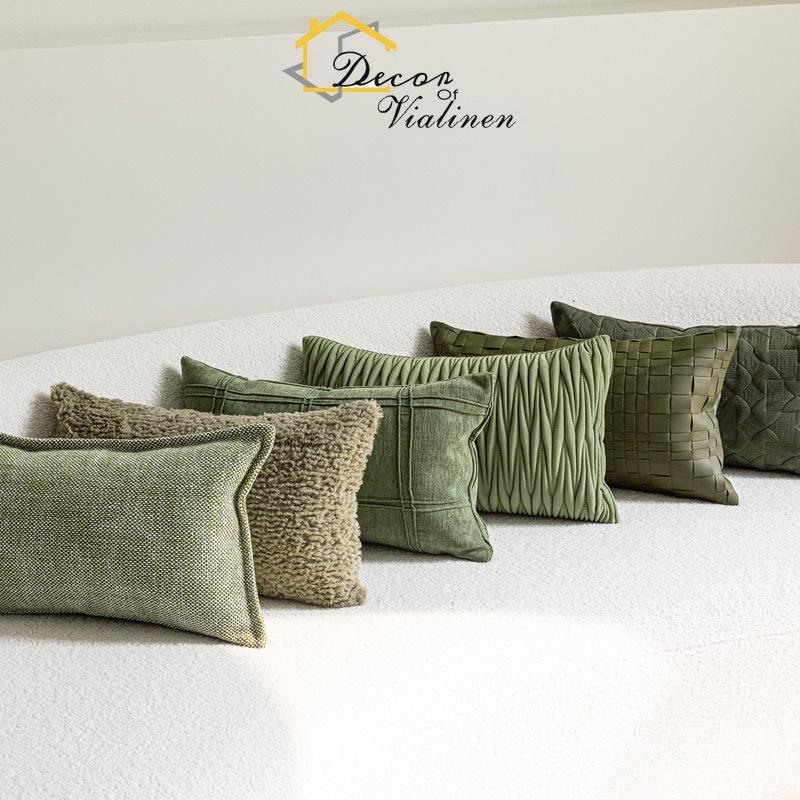 Velvet Ribbon Roll - หมอนรองเอวสีเขียว, โซฟาสไตล์นอร์ดิกที่เรียบง่าย, หมอนรองเอว, เบาะสํานักงานในรถยนต์, ปลอกหมอนรูปแถบยาว, หรูหราบางเบา