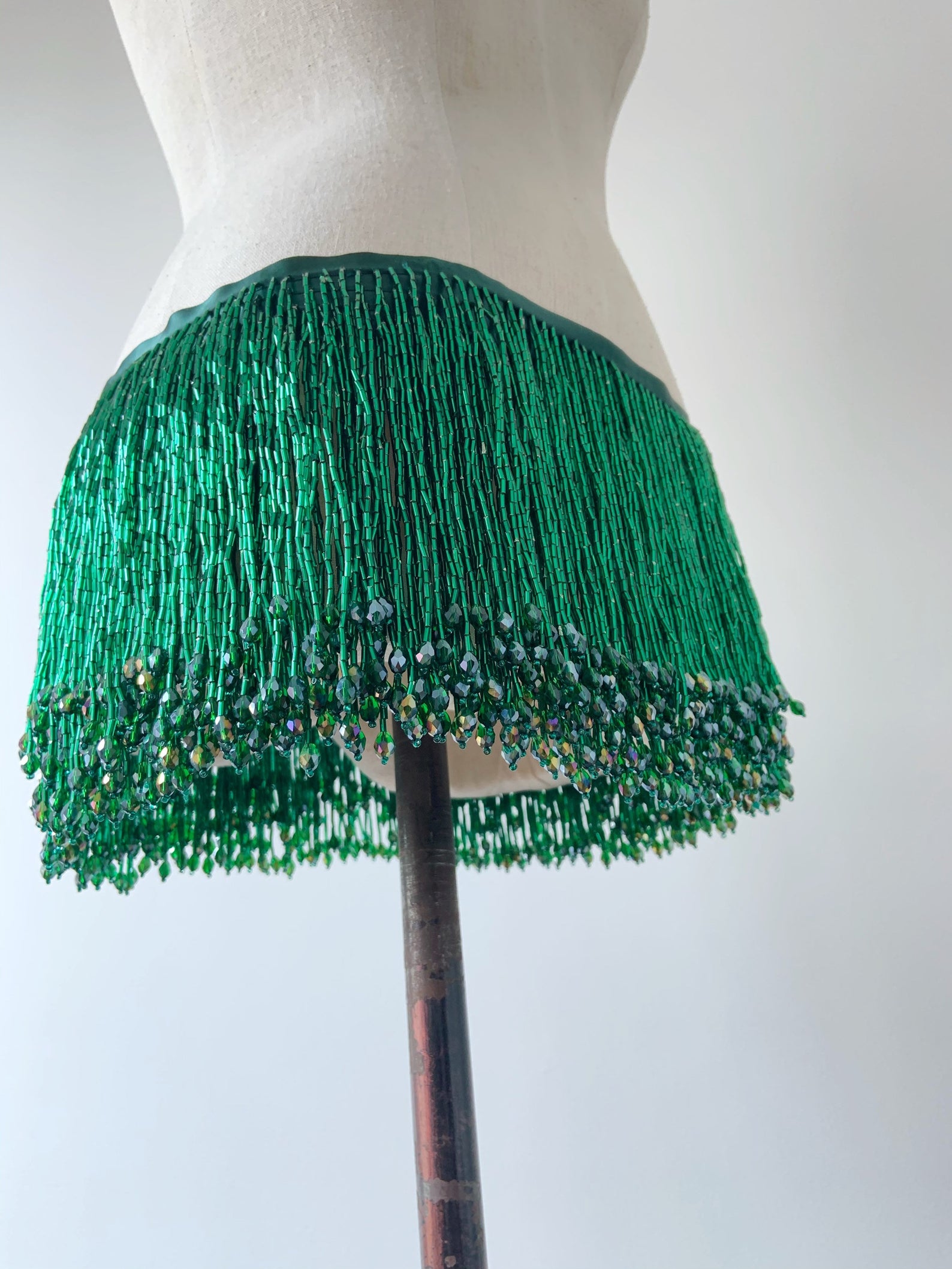 Beaded Trim Fringe - 1 Yard สีเขียวลูกปัด Fringe Tassel Trim