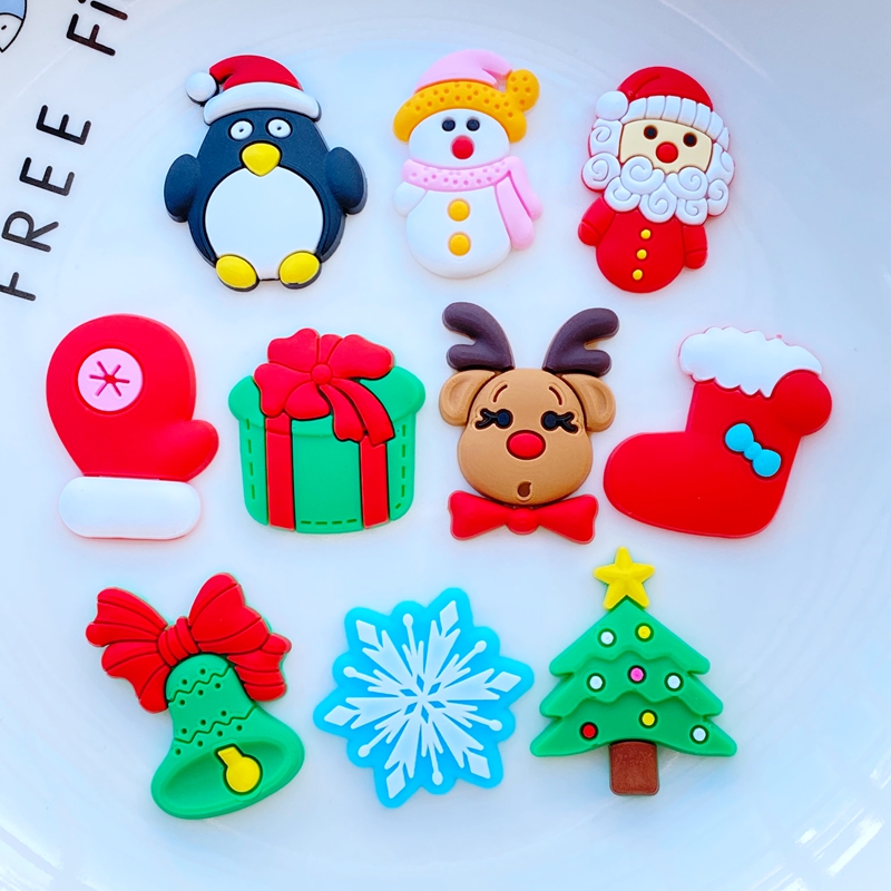 Embellishment Glue Craft - 20Pcs ใหม่น่ารักการ์ตูนคริสต์มาส PVC กาวยืดหยุ่นแบน DIY สมุดภาพประดับหัตถกรรมโทรศัพท์ตกแต่ง