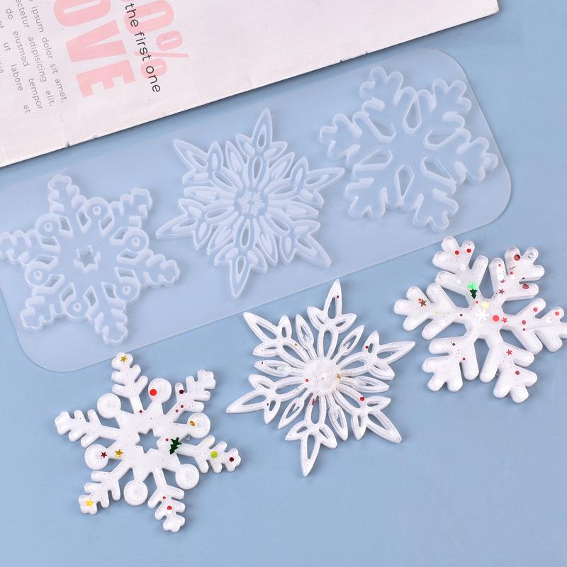Christmas Craft Embellishment - Christmas Hollow Snowflake เครื่องประดับแม่พิมพ์ซิลิโคนนุ่มใสแม่พิมพ์เรซิ่นหัตถกรรมฤดูหนาวประดับ DIY จี้เครื่องประดับทํา