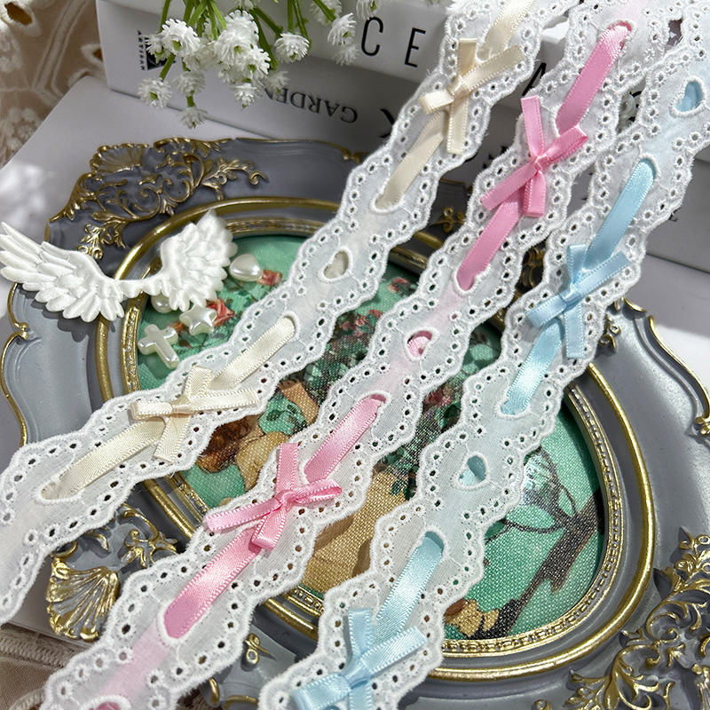 Lace Ribbon Trim - 1 YARD โบว์จีบลูกไม้ Lolita DIY สวมใส่ริบบิ้นลูกไม้