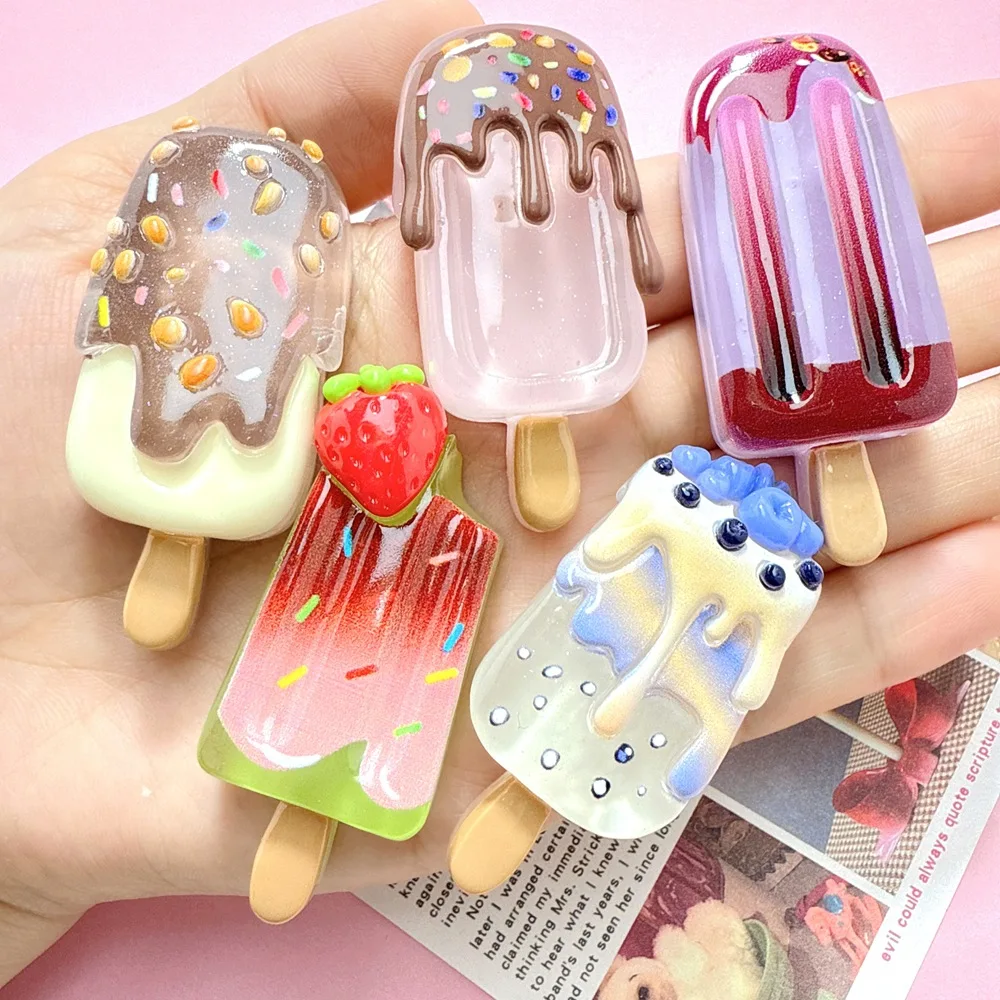 Christmas Craft Embellishment - เรซิ่นเรืองแสงในที่มืด แบบใส รูปแท่งไอศกรีม สำหรับงาน DIY ประดับตกแต่ง