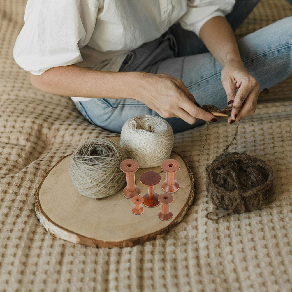 Embroidery Craft - ชุดกระสวยไม้ 7 ชิ้น ประหยัดพื้นที่ ผิวเรียบเนียน ที่เก็บด้าย