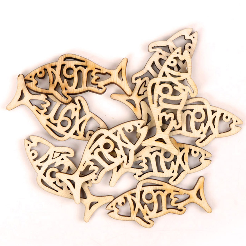 Embellishments For Scrapbooking - ภาพวาดศิลปะรูปปลาทำด้วยมือทำมืออุปกรณ์ประดับตกแต่งบ้านแบบ DIY ขนาด50มม. 10ชิ้น MZ257