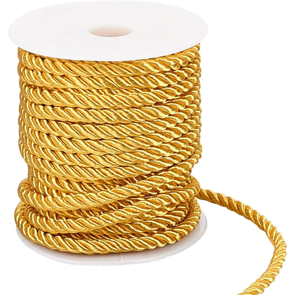 Cord Trim Twisted - 59 ฟุตสายทอง 5 มม.เชือก Trim ผ้าไหมด้ายตกแต่งสําหรับ