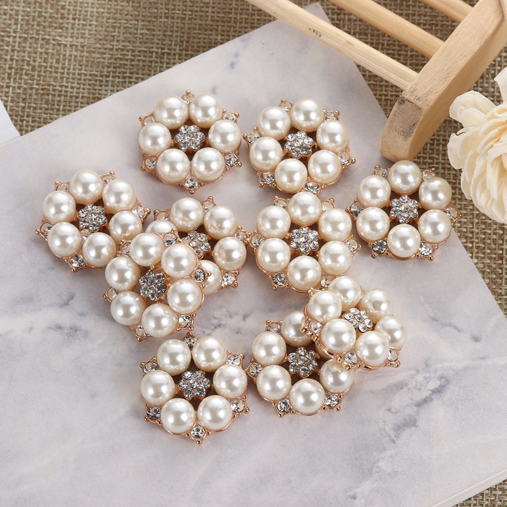 Embellishments For Scrapbooking - เย็บกระดุมหัวเข็มขัดรูปดอกไม้ติดเพชรน้ำสำหรับตกแต่งชุดแต่งงานสำหรับต่างหูมุก