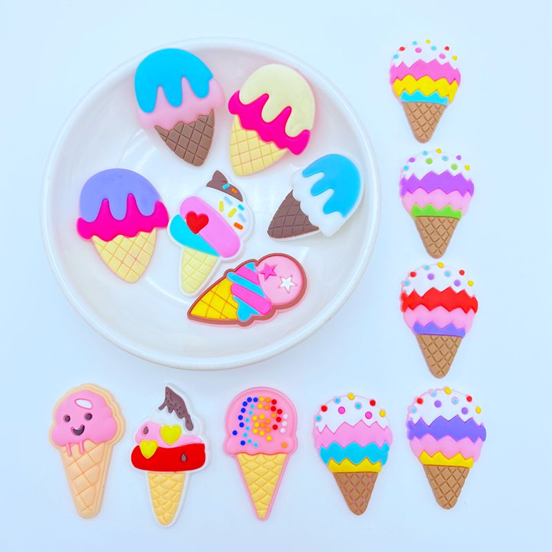 Embellishment Glue Craft - 10/20Pcs ไอศกรีมน่ารักชุด PVC กาวยืดหยุ่นแบน DIY สมุดภาพประดับหัตถกรรมโทรศัพท์ตกแต่งเครื่องเขียน