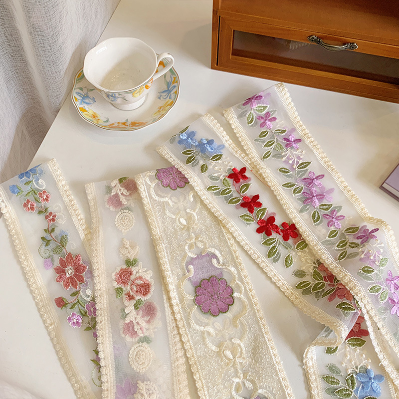 Lace Ribbon Trim - ริบบิ้นปักลายดอกไม้ลูกไม้ยาว1หลาสำหรับงานประดิษฐ์ทำด้วยตัวเองโบว์9ซม. ที่หนีบผมอุปกรณ์เสริมผ้าสวมศีรษะ