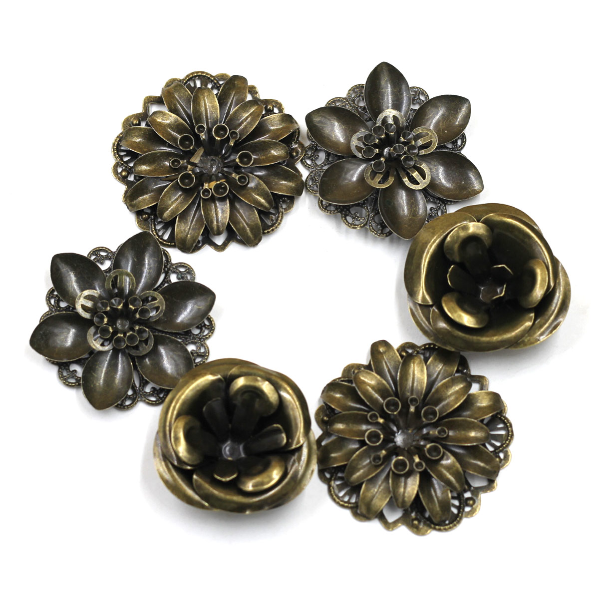 Embellishment Crafts - 6 ชิ้น Embellishments ผสมดอกไม้รูปแบบ Filigree Wraps