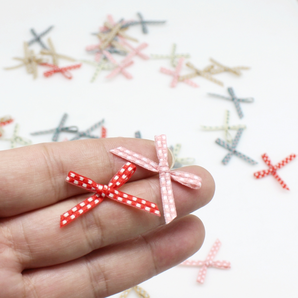 Embellishments For Scrapbooking - โบว์ผ้าซาตินโพลีเอสเตอร์ขนาดเล็ก 2 ซม.*3 ซม. จำนวน 100