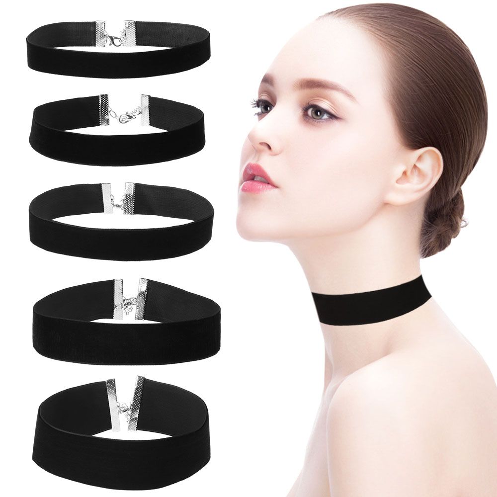 Velvet Ribbon Roll - 1ชิ้นโชคเกอร์กำมะหยี่วินเทจคลาสสิกสง่างามสีดำกว้างขอบริบบิ้นหรูหราย้อนยุค90s กอธิคปรับได้ริบบิ้นหรูหรา