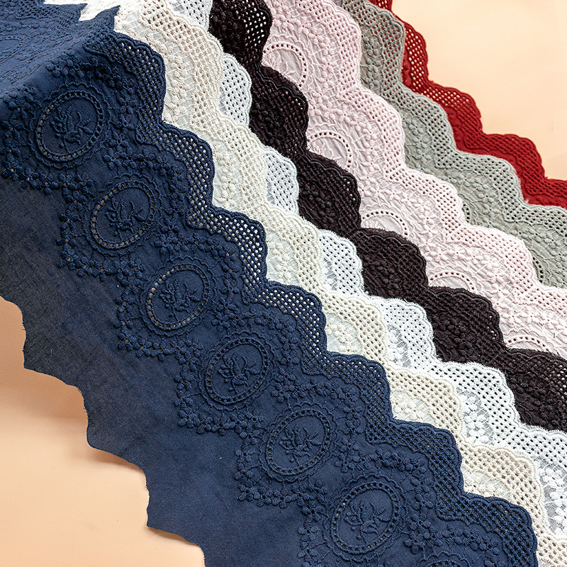Lace Ribbon Trim - 2 หลาผ้าฝ้ายปักลูกไม้สุทธิริบบิ้นผ้า DIY เย็บ Handmade CRAFT