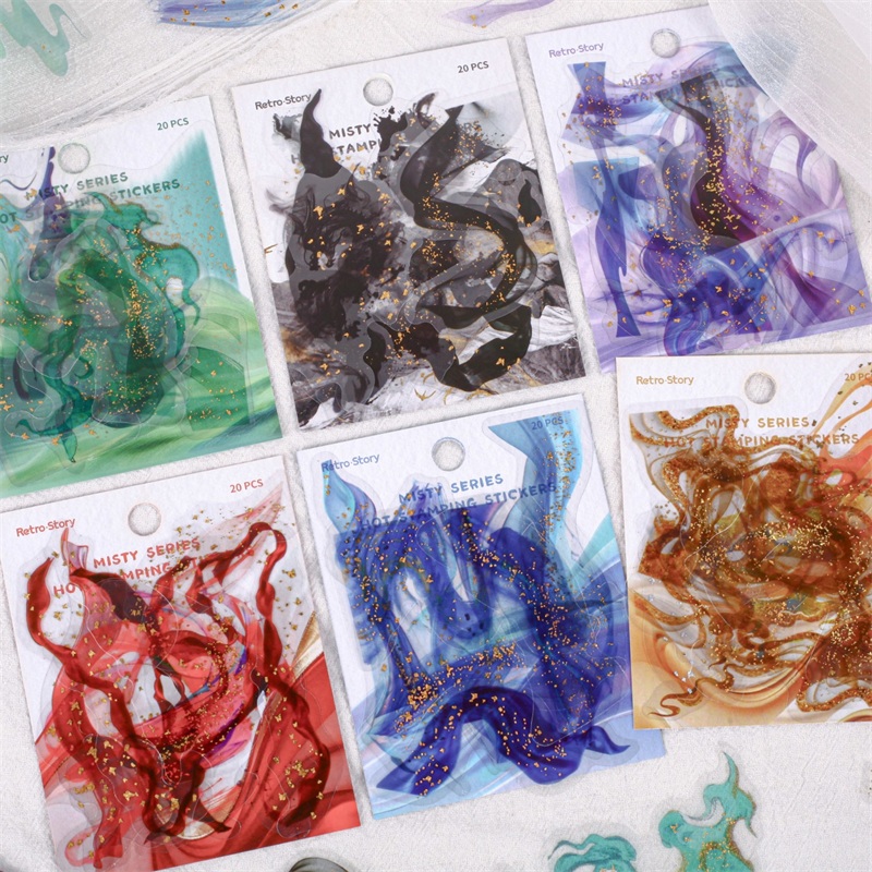 Embellishments For Scrapbooking - 20 ชิ้น ริบบิ้นปั๊มร้อน วัสดุ PET สติกเกอร์ตกแต่ง