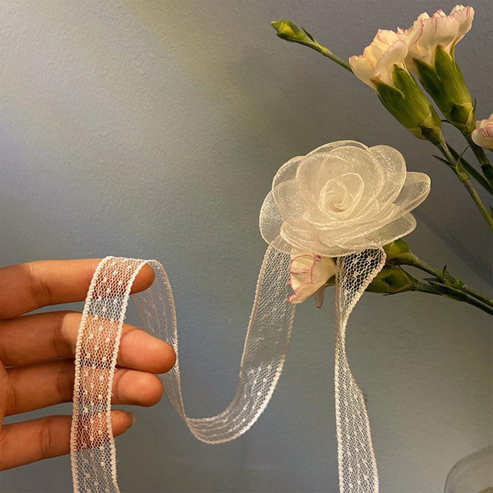 ที่คาดผมผูกโบว์ลูกไม้ประดับดอก - Lace Ribbon Trim บทวิจารณ์และราคา