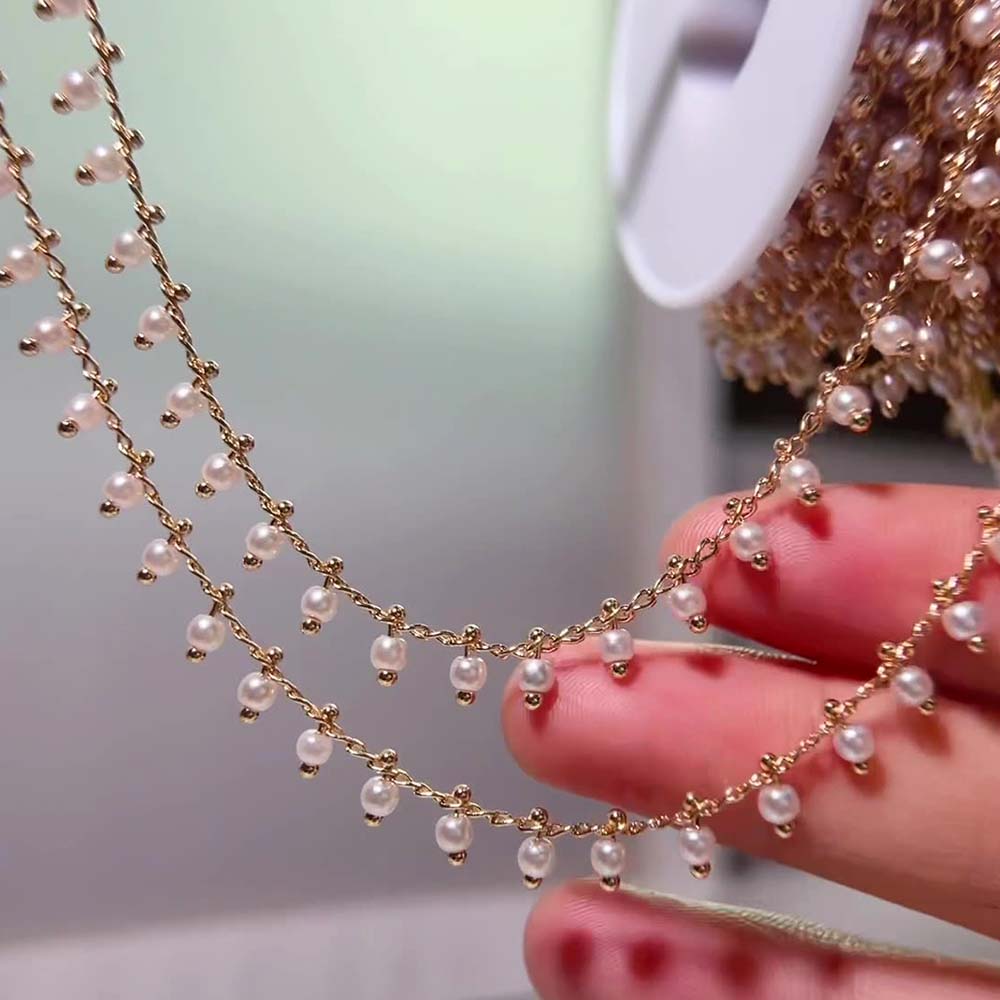 0.5M 1M เลียนแบบ Pearl Ball Ch - Pearl Trim Chain บทวิจารณ์และราคา