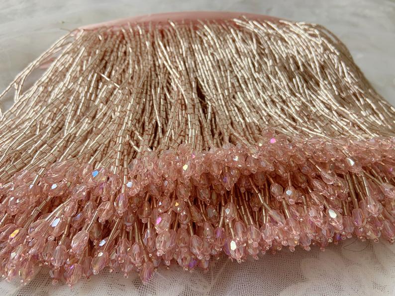 1 Yard สีเขียวลูกปัด Fringe Ta - Beaded Trim Fringe บทวิจารณ์และราคา