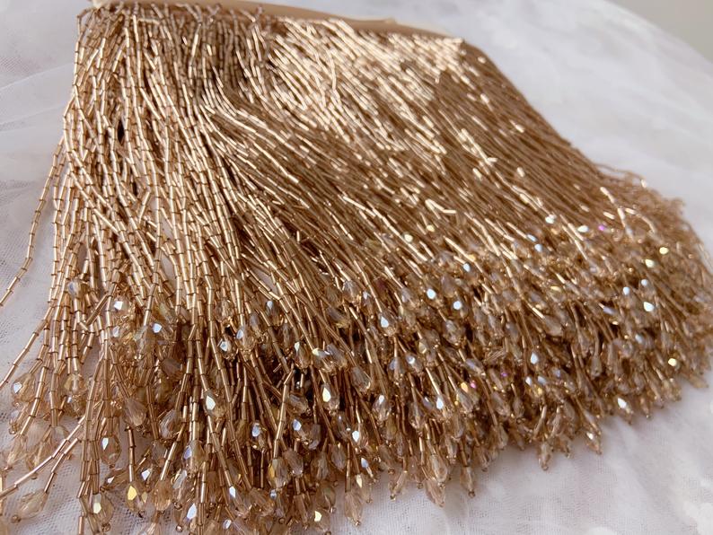 1 Yard สีเขียวลูกปัด Fringe Ta - Beaded Trim Fringe บทวิจารณ์และราคา