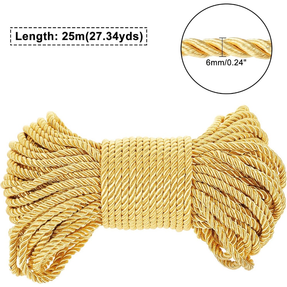 เชือกถักสีทอง6มม. 27หลาสำหรับเ - Cord Trim Twisted บทวิจารณ์และราคา