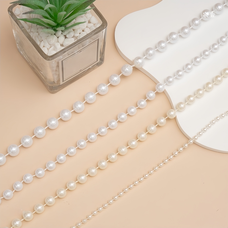 2/5M ABSเลียนแบบไข่มุกลูกปัดสา - Pearl Trim Chain บทวิจารณ์และราคา