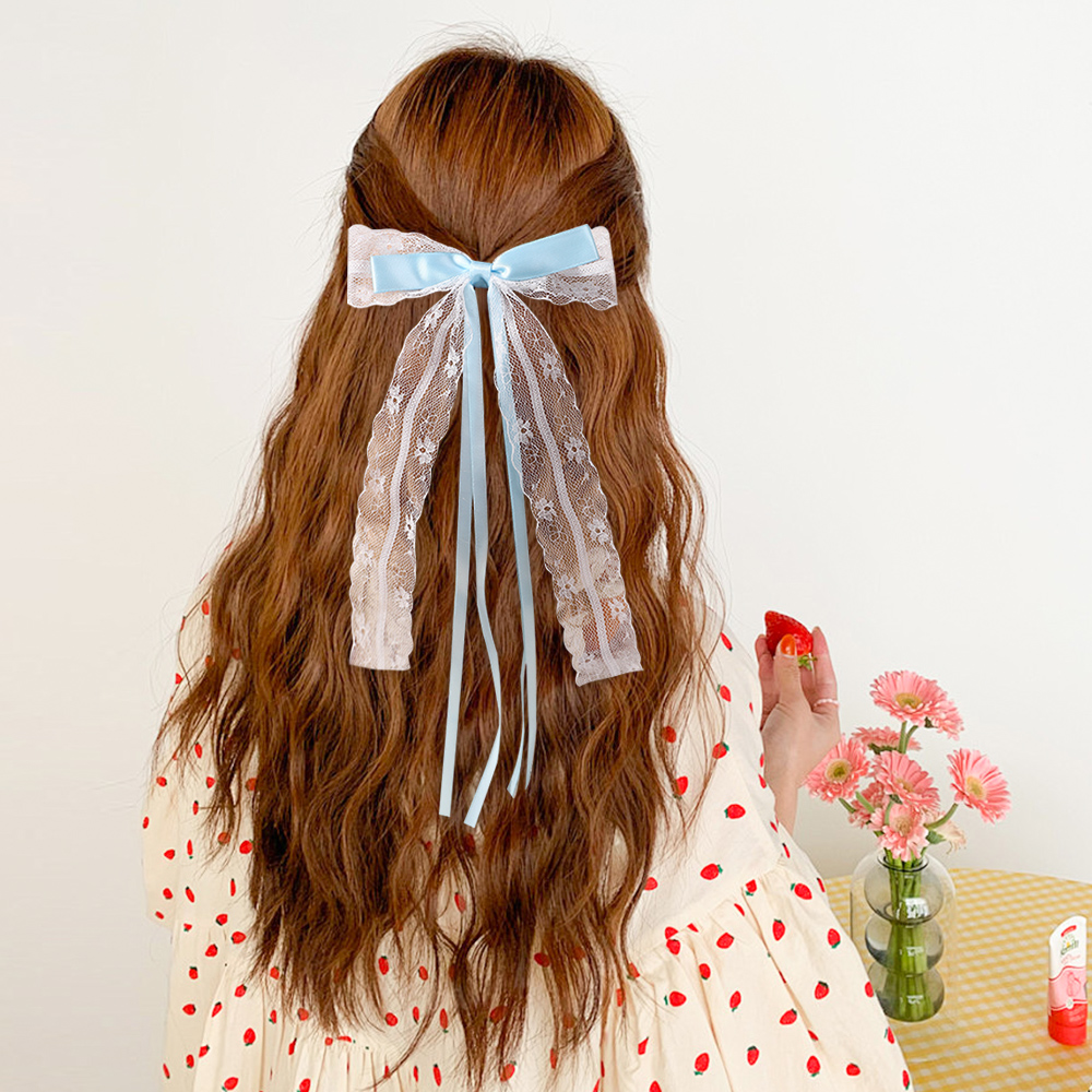 กิ๊บติดผมโบว์ผ้าลูกไม้สีชมพูฟ้ - Tassel Fringe Trim บทวิจารณ์และราคา