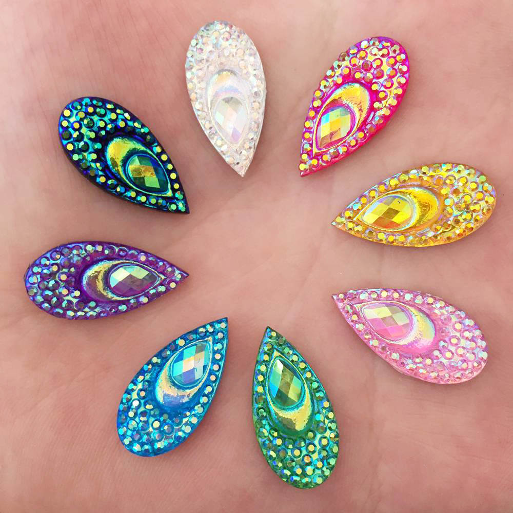 40PCS เรซิ่น 10*20mm Teardrop  - Embellishment Glue Craft บทวิจารณ์และราคา