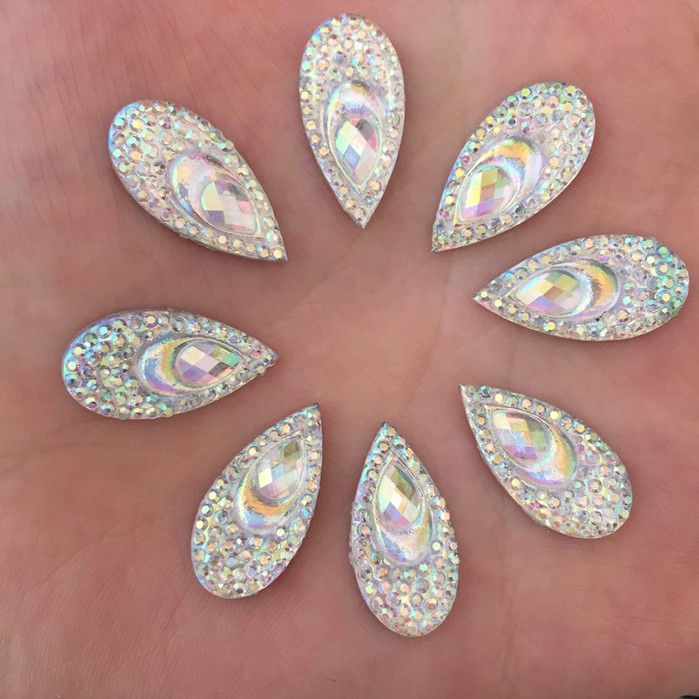 40PCS เรซิ่น 10*20mm Teardrop  - Embellishment Glue Craft บทวิจารณ์และราคา