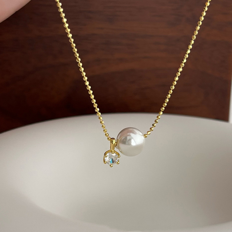 สร้อยคอไข่มุกเงินแท้ 925 รูปทร - Pearl Trim Chain บทวิจารณ์และราคา