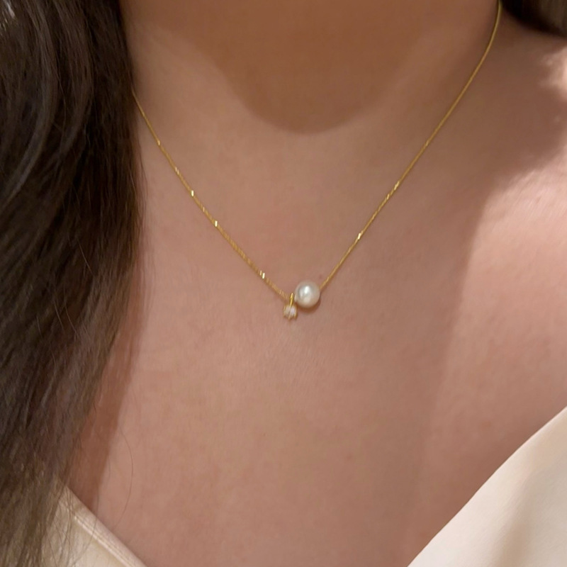 สร้อยคอไข่มุกเงินแท้ 925 รูปทร - Pearl Trim Chain บทวิจารณ์และราคา