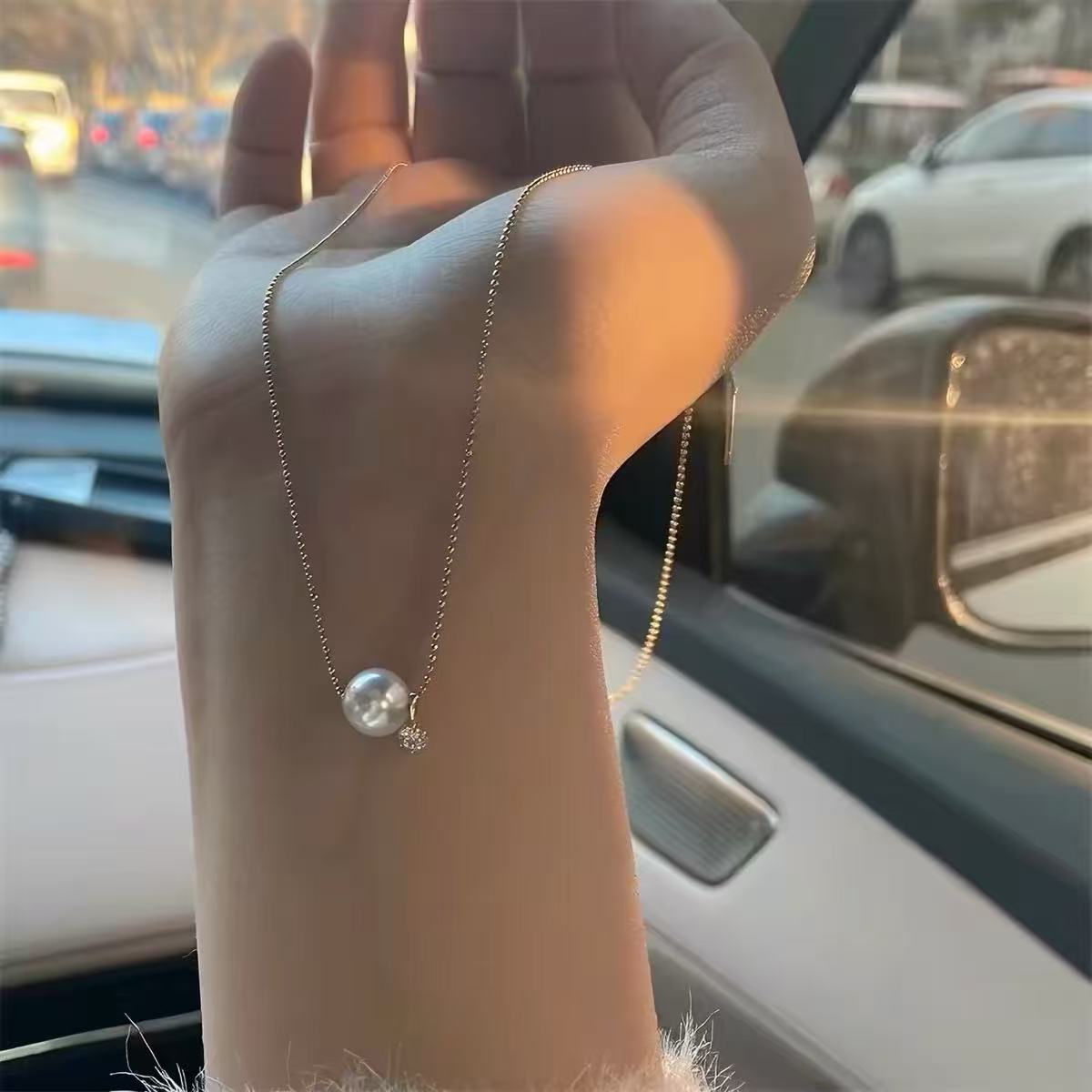 สร้อยคอไข่มุกเงินแท้ 925 รูปทร - Pearl Trim Chain บทวิจารณ์และราคา