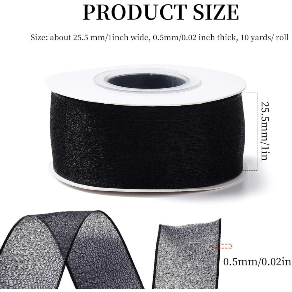 1 นิ้วสีดํา Organza ริบบิ้นแบบ - Organza Ribbon Spool บทวิจารณ์และราคา