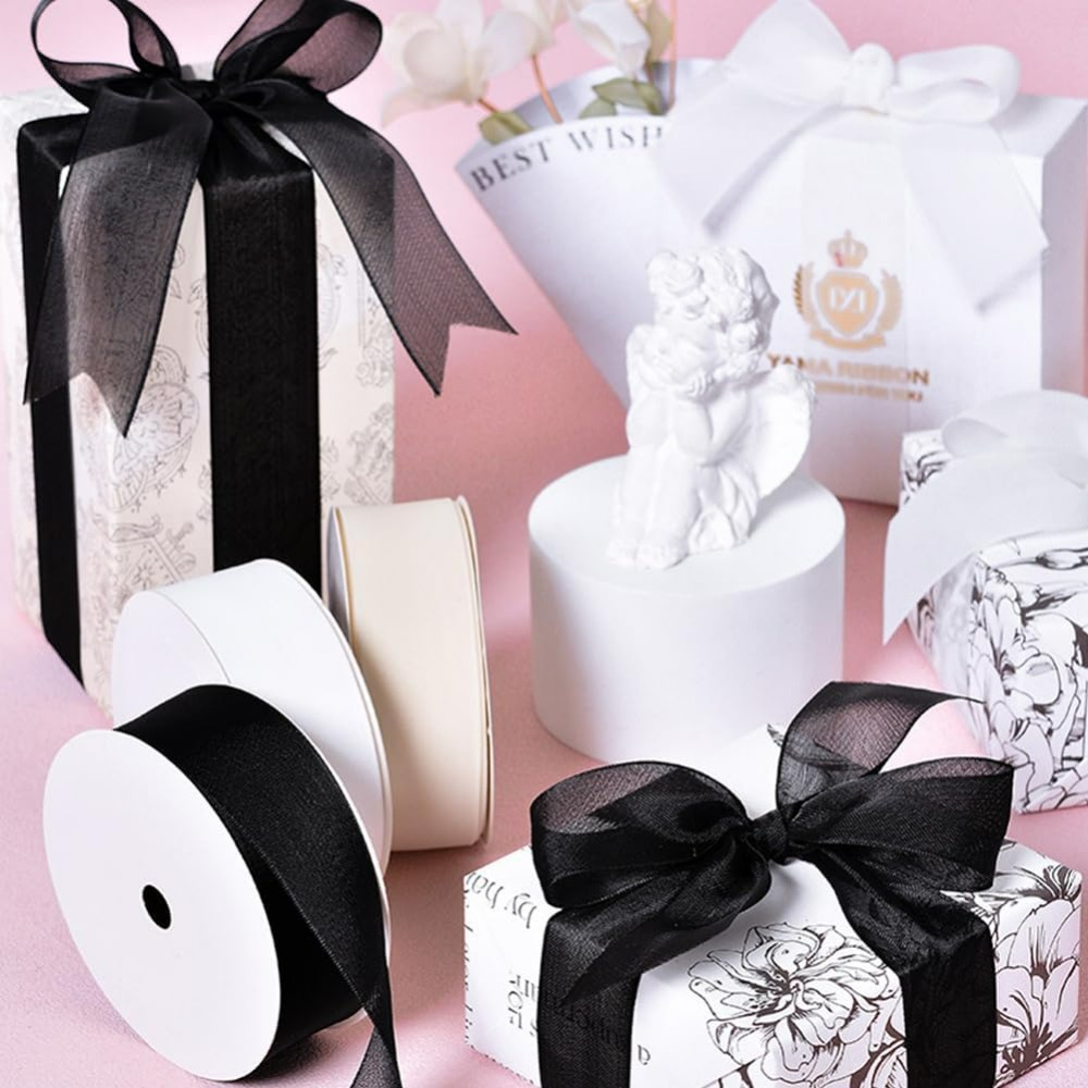 1 นิ้วสีดํา Organza ริบบิ้นแบบ - Organza Ribbon Spool บทวิจารณ์และราคา