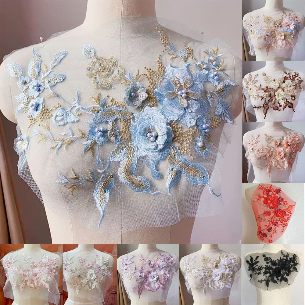 3D ดอกไม้ลูกปัดผ้าลูกไม้ Appli - Embellishments For Scrapbooking บทวิจารณ์และราคา