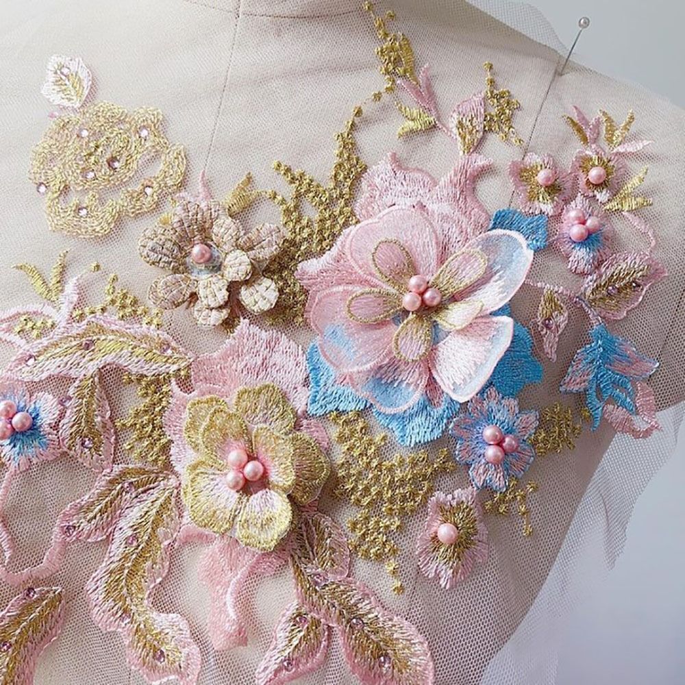 3D ดอกไม้ลูกปัดผ้าลูกไม้ Appli - Embellishments For Scrapbooking บทวิจารณ์และราคา