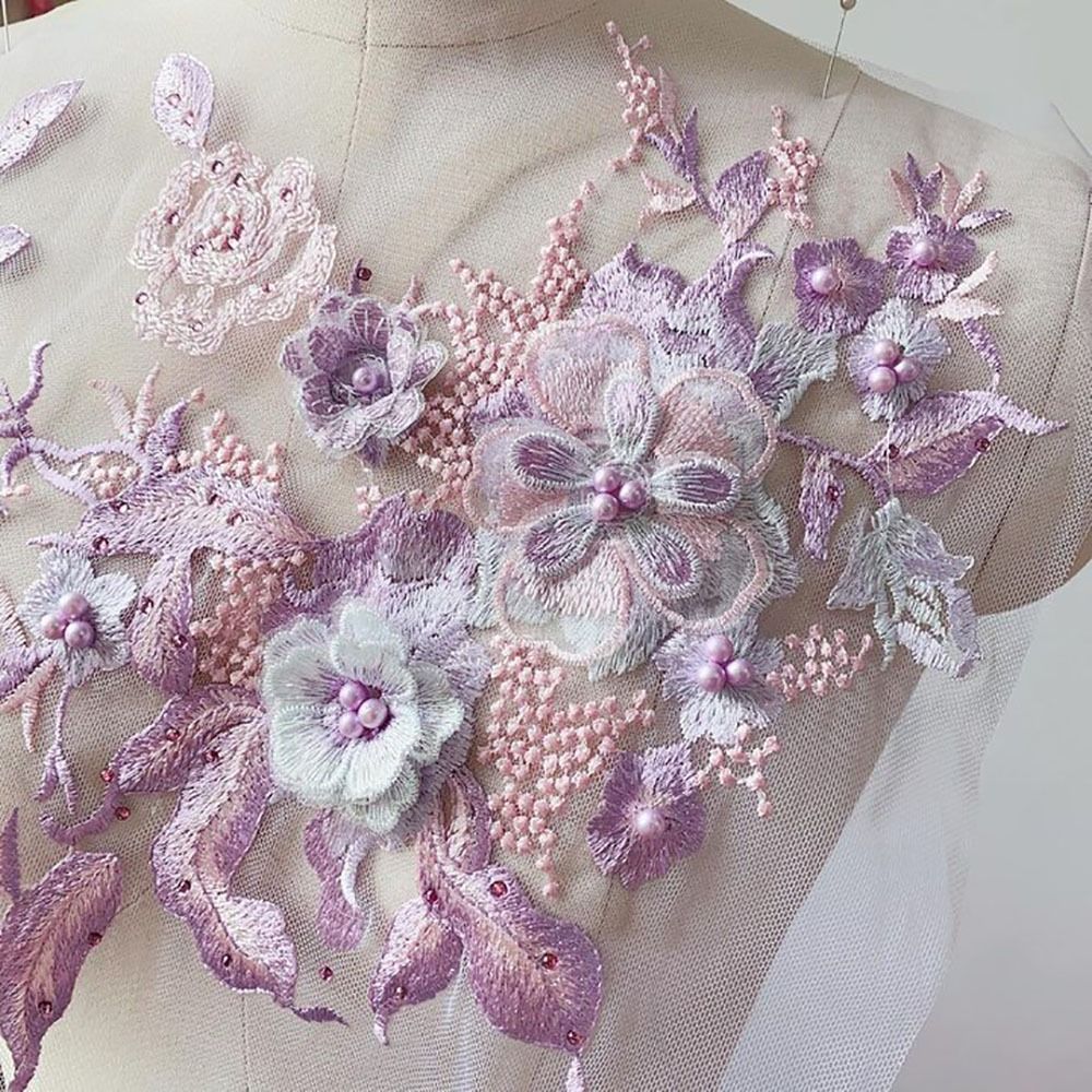 3D ดอกไม้ลูกปัดผ้าลูกไม้ Appli - Embellishments For Scrapbooking บทวิจารณ์และราคา
