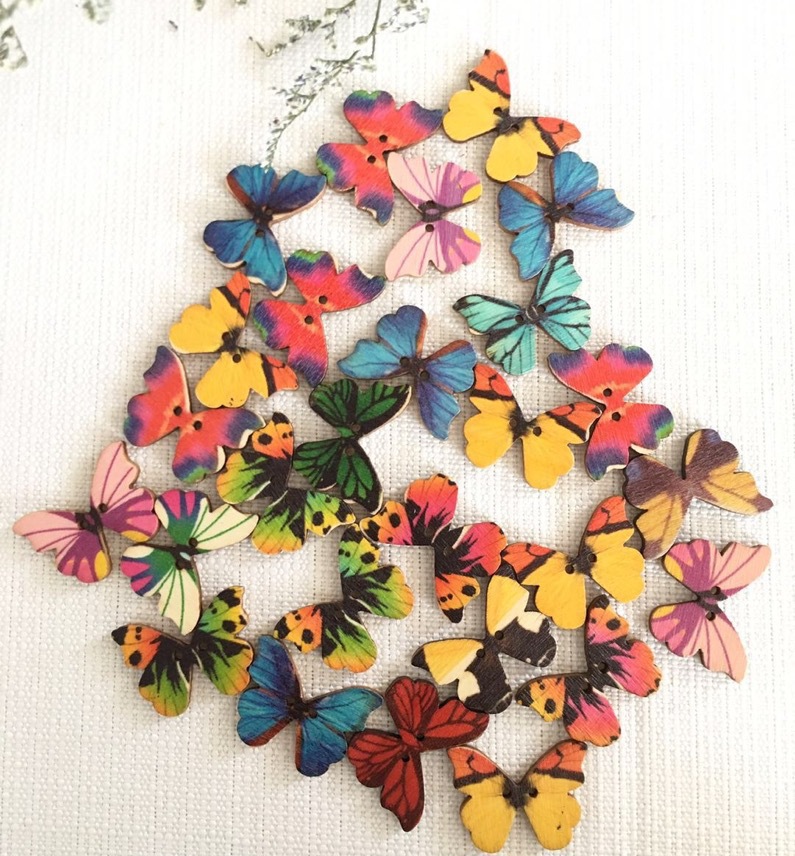 กระดุมไม้รูปผีเสื้อ 50 ชิ้น คล - Embellishments For Scrapbooking บทวิจารณ์และราคา