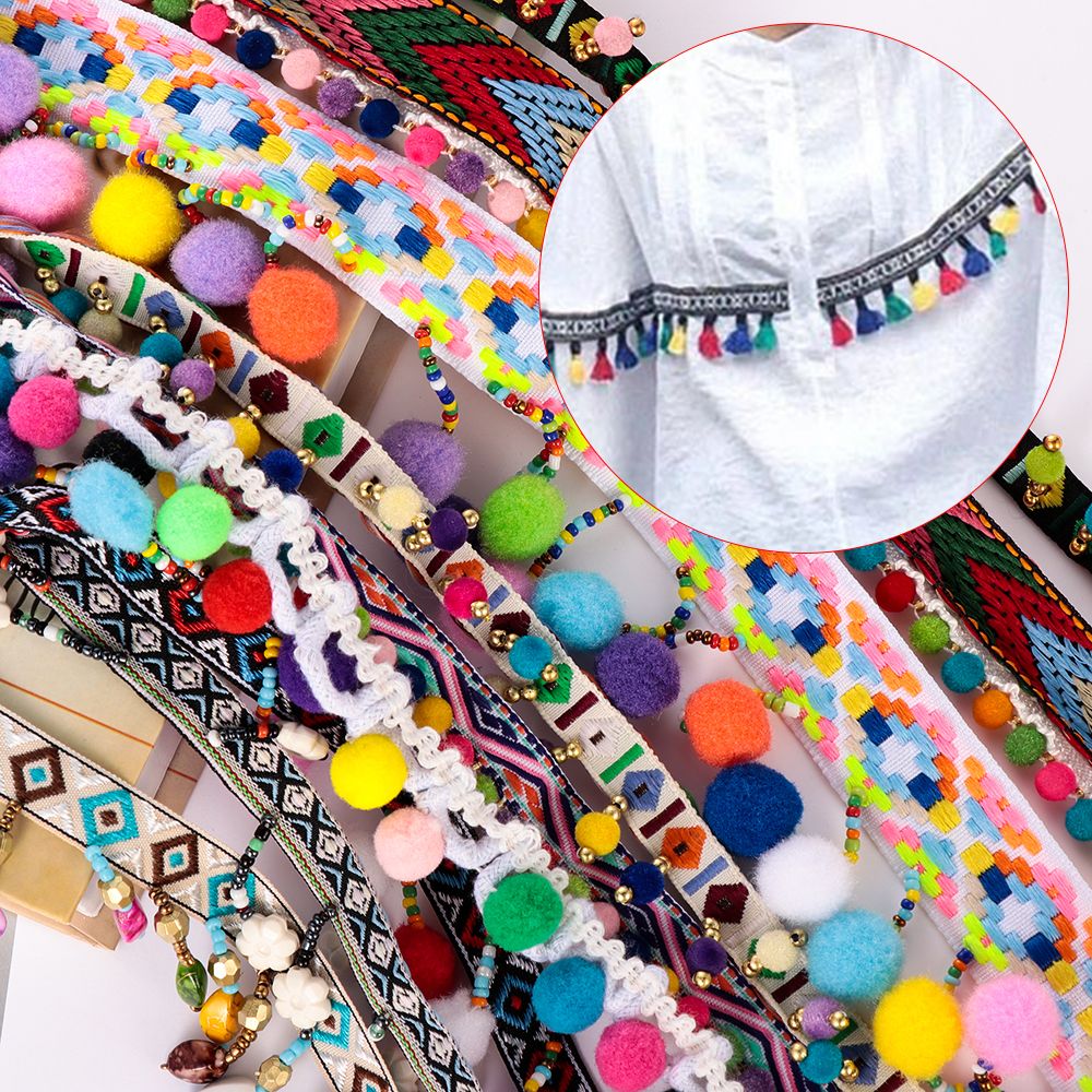 พู่ประดับพู่ลูกไม้โบฮีเมียน1หล - Tassel Fringe Trim บทวิจารณ์และราคา
