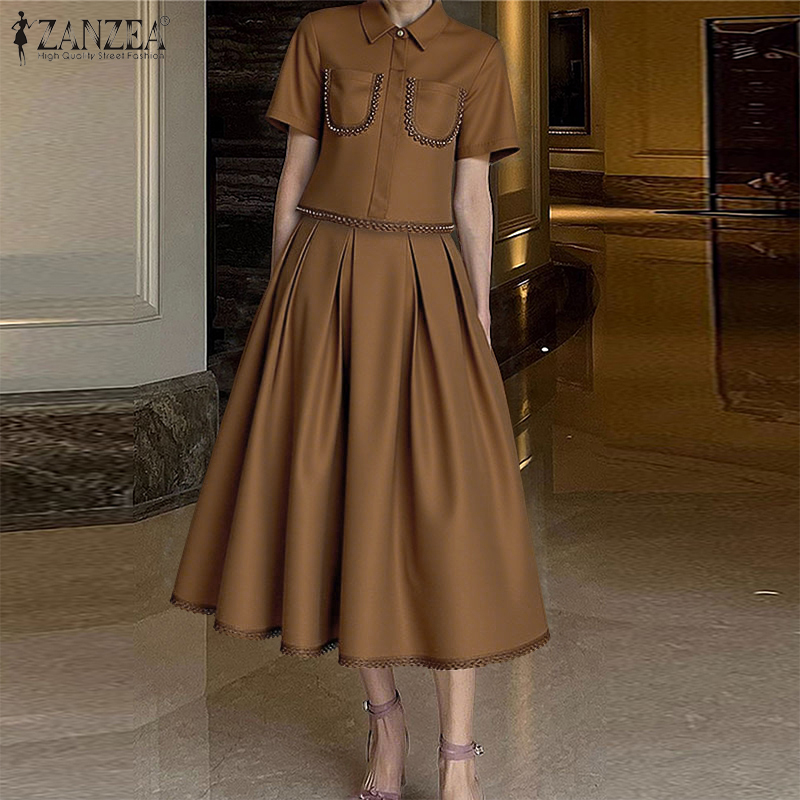 ZANZEA ชุดกระโปรง 2 ชิ้น แต่งล - Elastic Lace Trim บทวิจารณ์และราคา