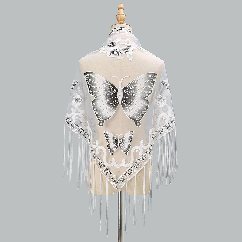 แฟชั่นผ้าพันคอสามเหลี่ยมผีเสื้ - Tassel Fringe Trim บทวิจารณ์และราคา