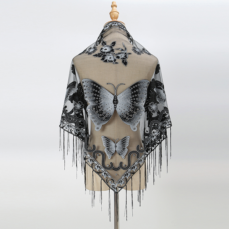 แฟชั่นผ้าพันคอสามเหลี่ยมผีเสื้ - Tassel Fringe Trim บทวิจารณ์และราคา