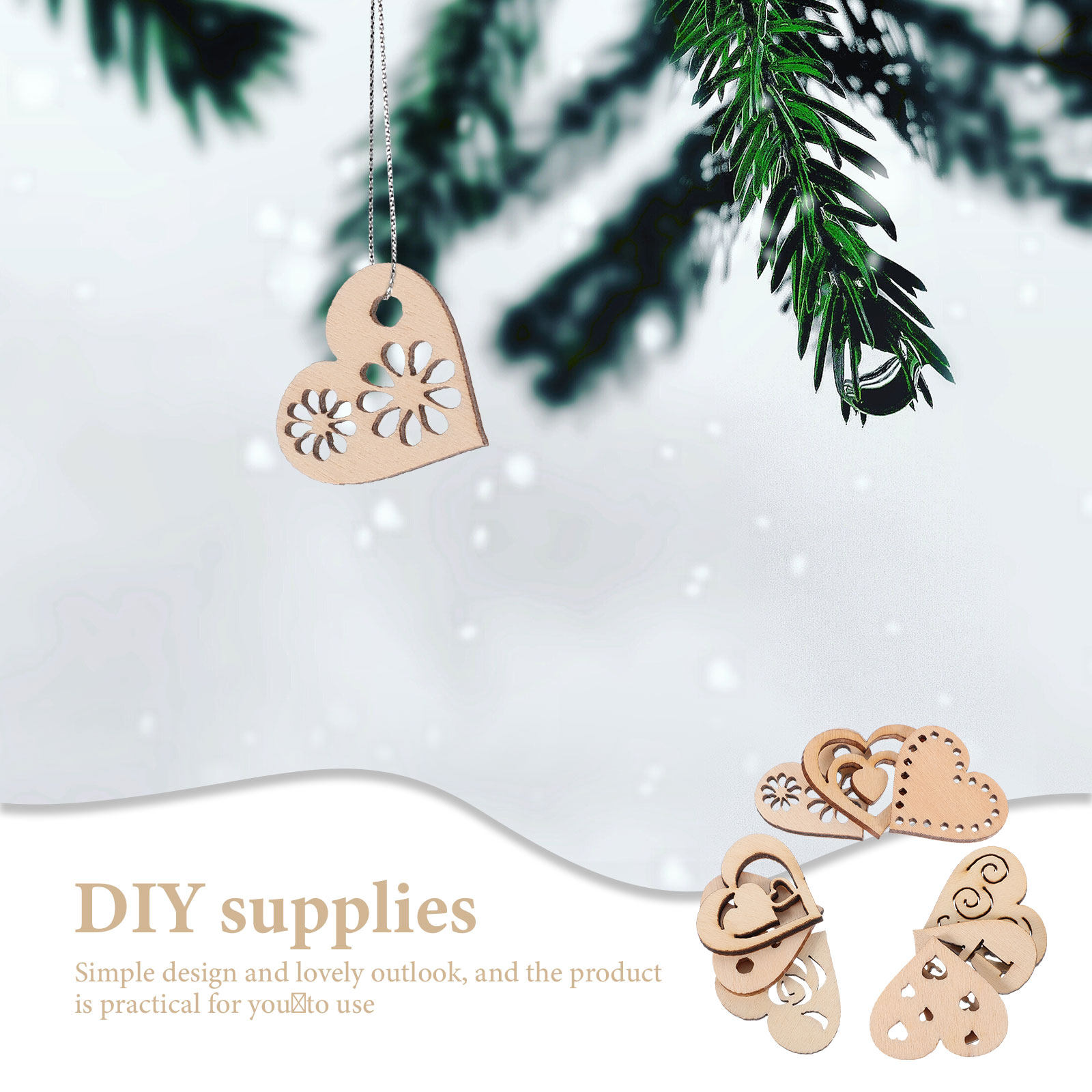 ชุดแผ่นไม้รูปหัวใจ 1 ชุด สำหรั - Christmas Craft Embellishment บทวิจารณ์และราคา