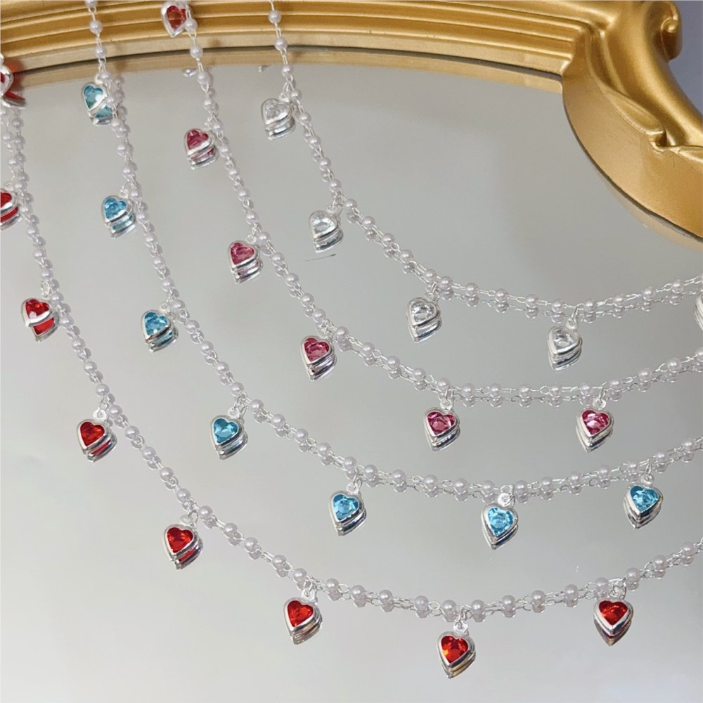 โซ่ทองเหลืองรูปหัวใจคริสตัลสีช - Pearl Trim Chain บทวิจารณ์และราคา
