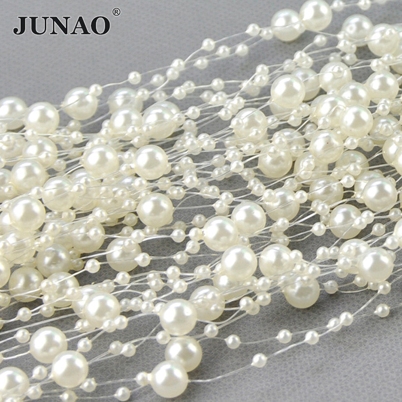 ลูกปัดมุกกลมสีขาว JUNAO ขนาด 2 - Pearl Trim Chain บทวิจารณ์และราคา
